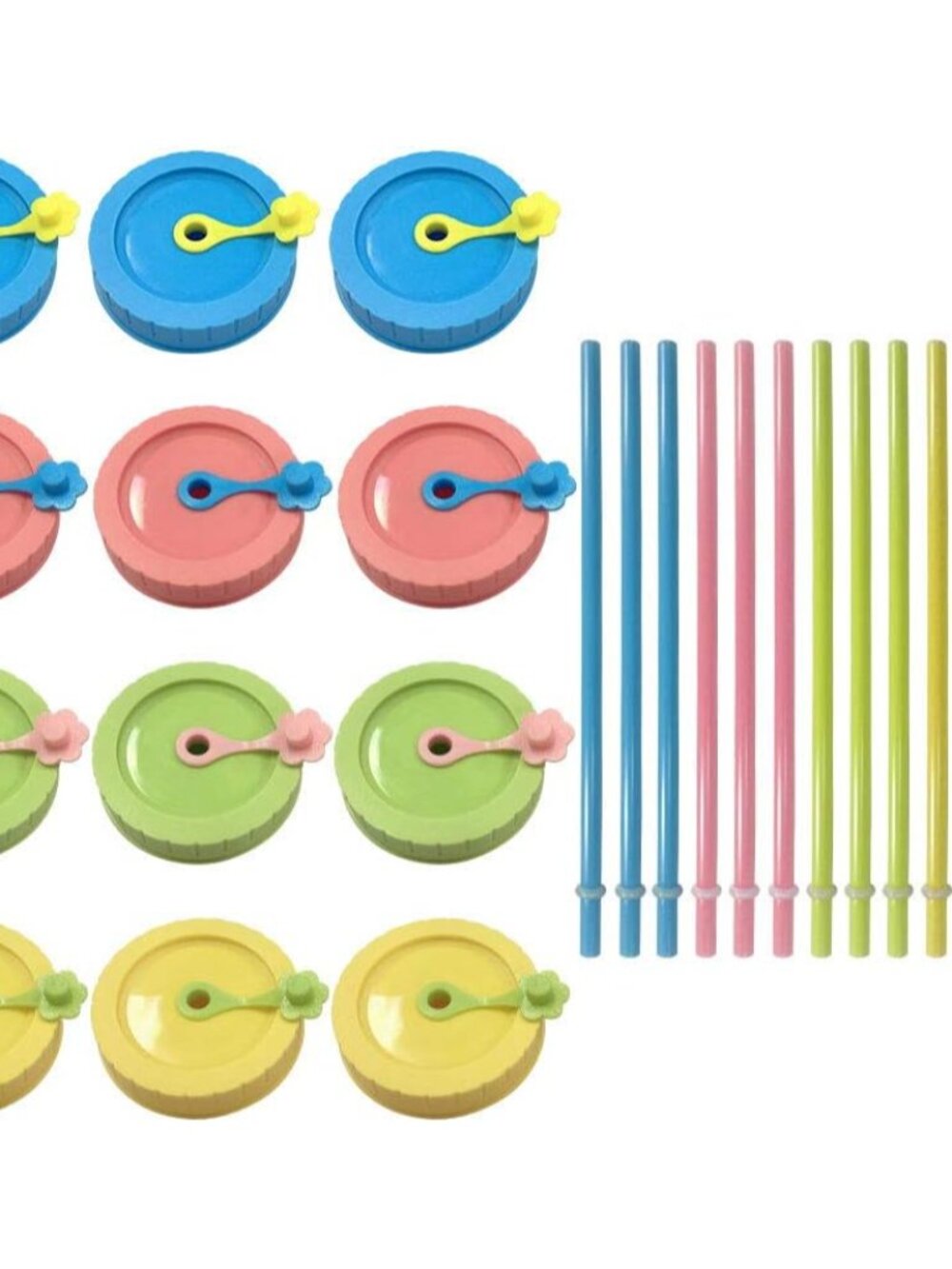 Regular Mouth Plastic Mason Jar Lids 26 Pack With Straw Hole Caps